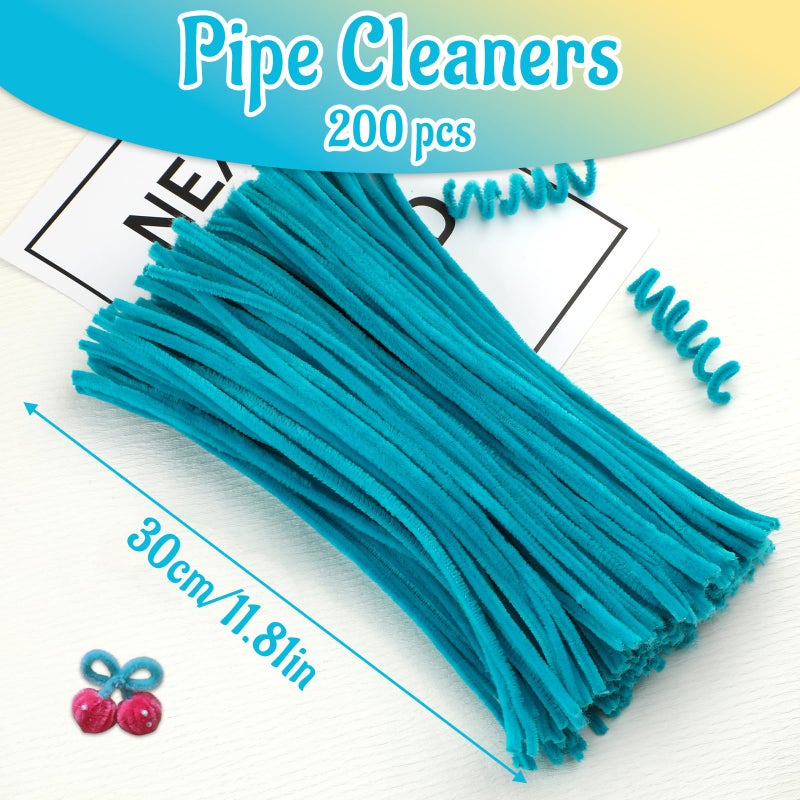 Mnuizu 200pcs Pipe Cleaners,Pipe Cleaners Chenille Stems for Craft, Fuzzy Sticks Christmas Craft Supplies for DIY Art & Creative Crafts Decorations(Blue) - Image 2